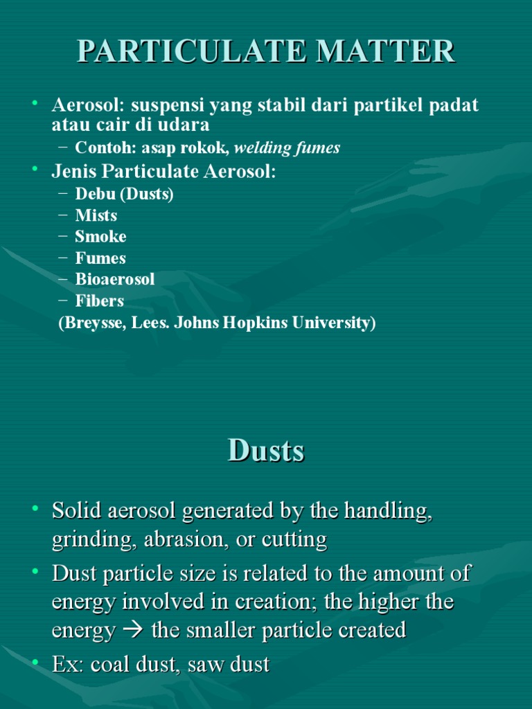 Particulate matter intelligence overview