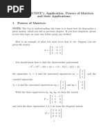 Chapter 6 (CONT') : Application: Powers of Matrices and Their Applications. 1 Powers of Matrices