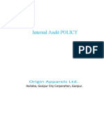 Internal Audit POLICY: Origin Apparels Ltd.