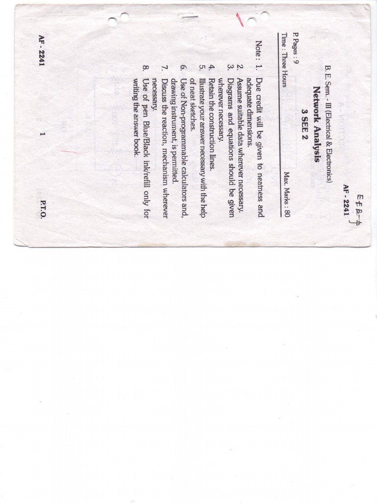 SGBAU Network Analysis Question Paper Winter 2017 PDF