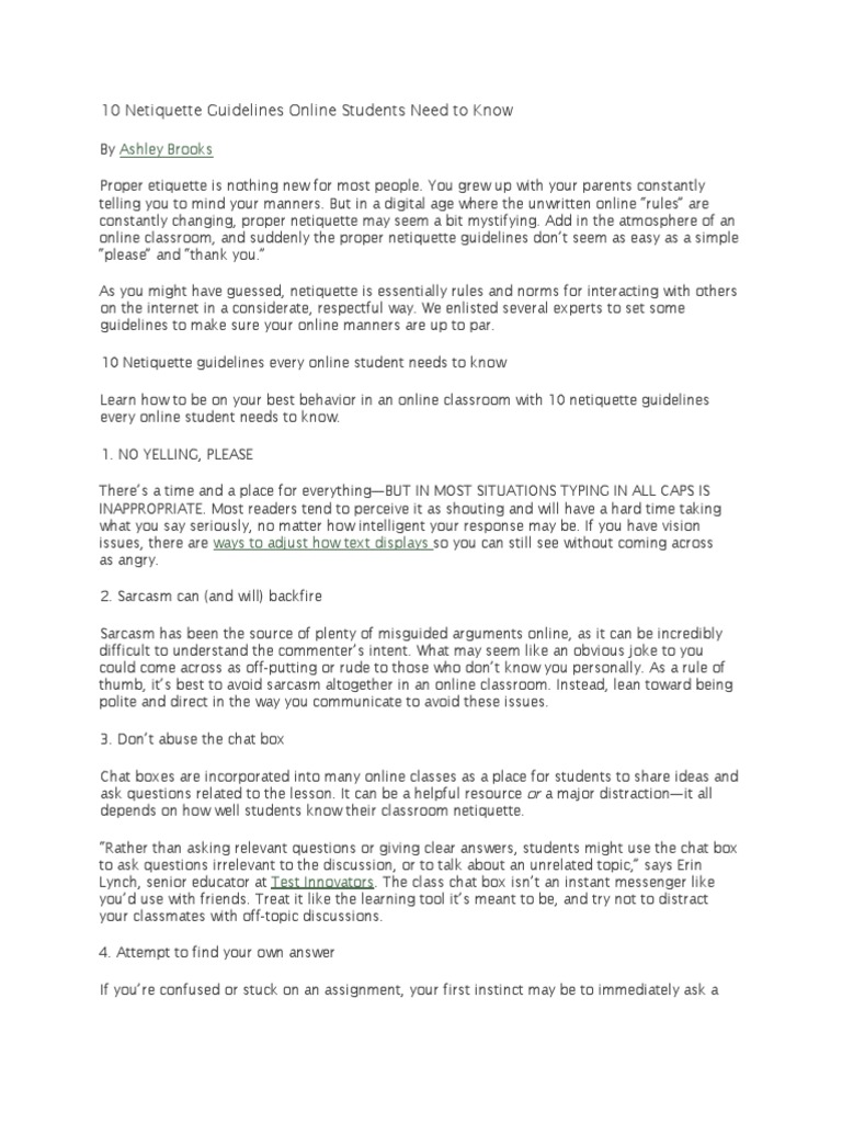 10 NETIQUETTE GUIDELINES ONLINE STUDENTS NEED TO KNOW intelligence overview