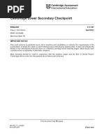 Cambridge Lower Secondary Checkpoint: English 1111/01