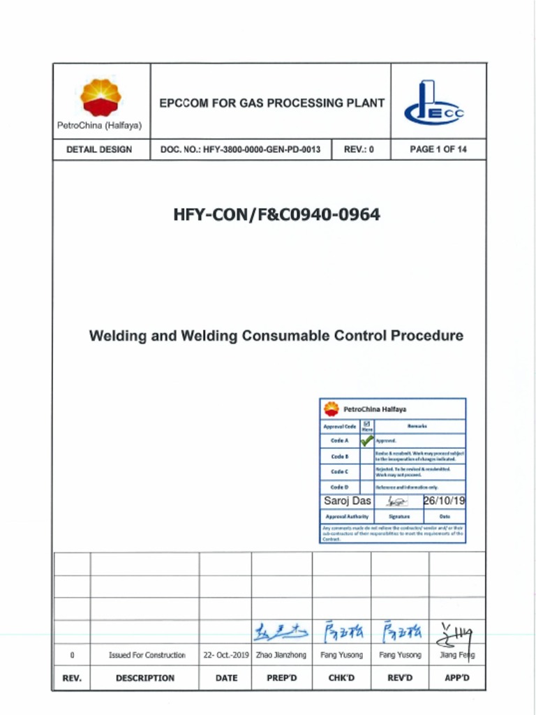 Welding Control Procedure for Gas Plant | PDF | Construction | Welding