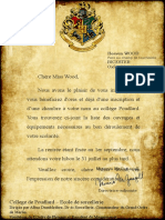 Lettre Admission Poudlard-et-Billet