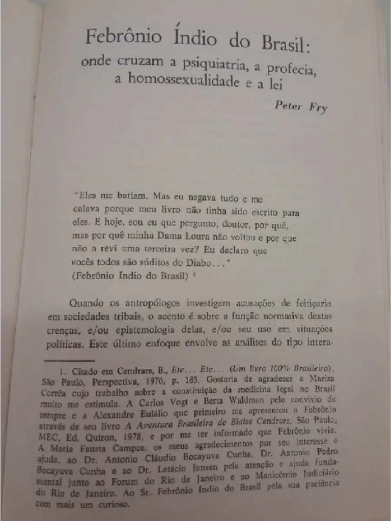 FRY, Peter. Febrônio Índio Do Brasil | PDF