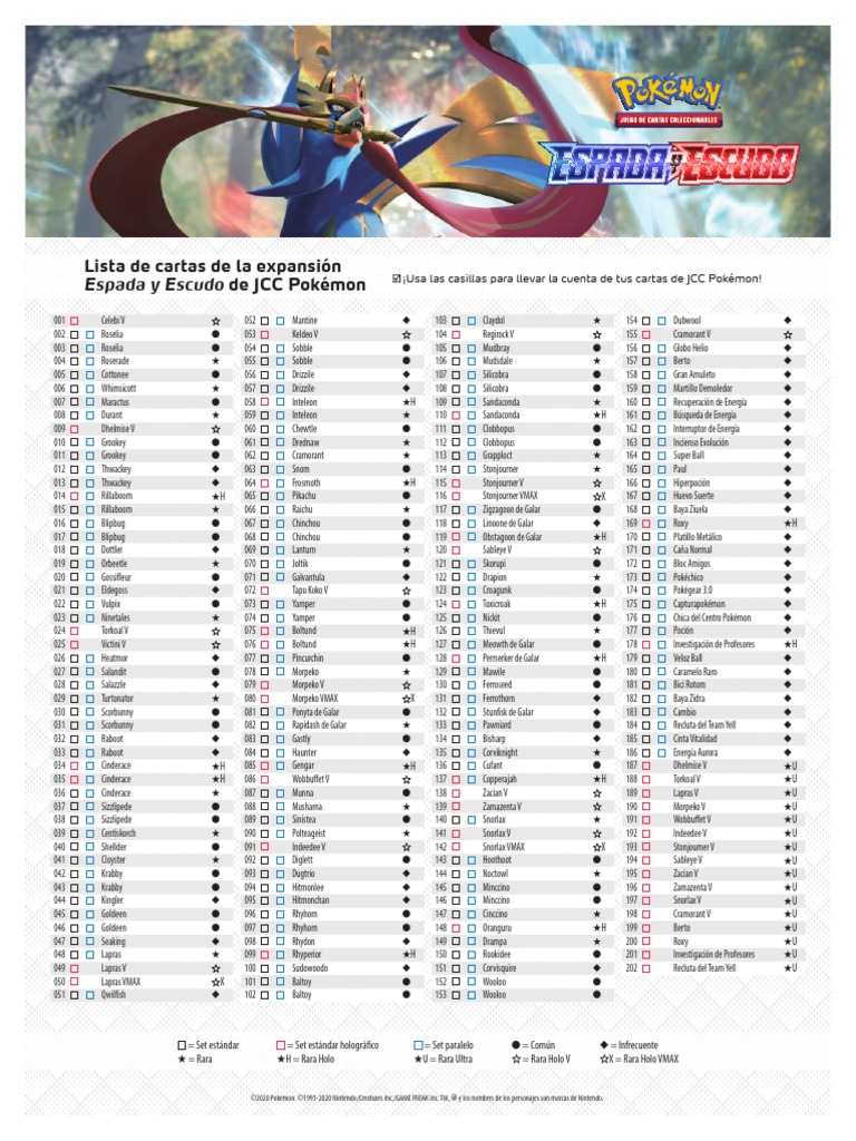 swsh1 Web Cardlist Es | PDF | Empresas de videojuegos de Japón | Pokémon