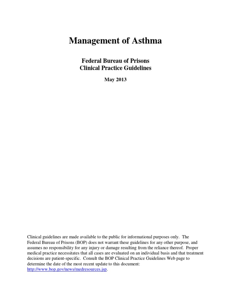 Management of Asthma: Federal Bureau of Prisons Clinical Practice ...