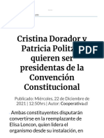 Cristina Dorador y Patricia Politzer Quieren Ser Presidentas de Convención Constituyente.