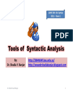 Tools of Syntactic Analysis Tools of Syntactic Analysis: By: Dr. Shadia Y. Banjar