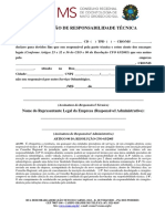 Modelo de Declaração de Responsabilidade Técnica