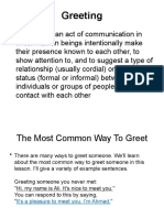 Greeting: Greeting Is An Act of Communication in