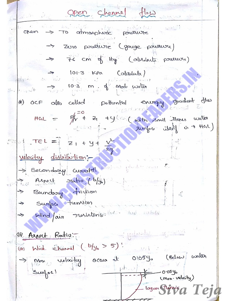 Open Channel Flow GATE Short Notes | PDF