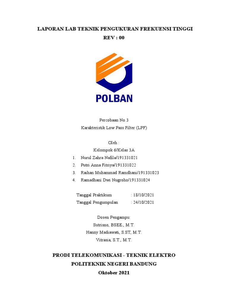 Karakteristik Low Pass Filter LPF | PDF