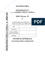Matematika Középszintű Próbaérettségi Vizsga 2020. Február 15. I