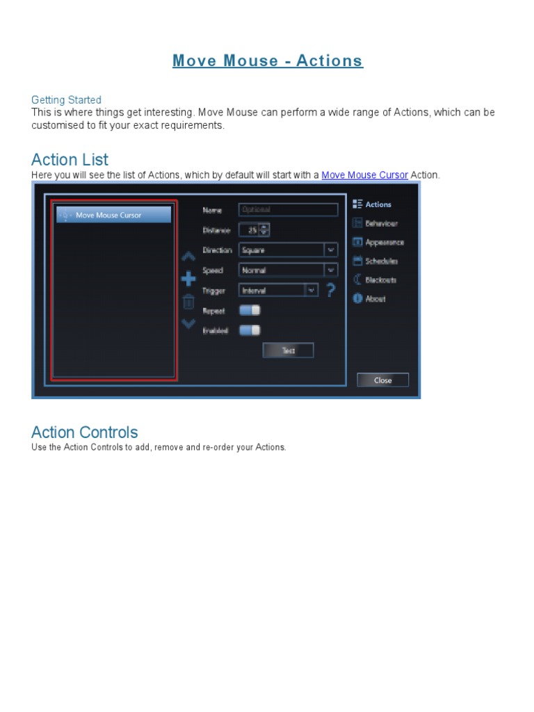 Action List: Move Mouse - Actions | PDF | Point And Click | Button ...