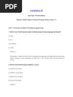 Subject: 22316 Object Oriented Programming Using C++: Unit Test 1 Practice Mcqs