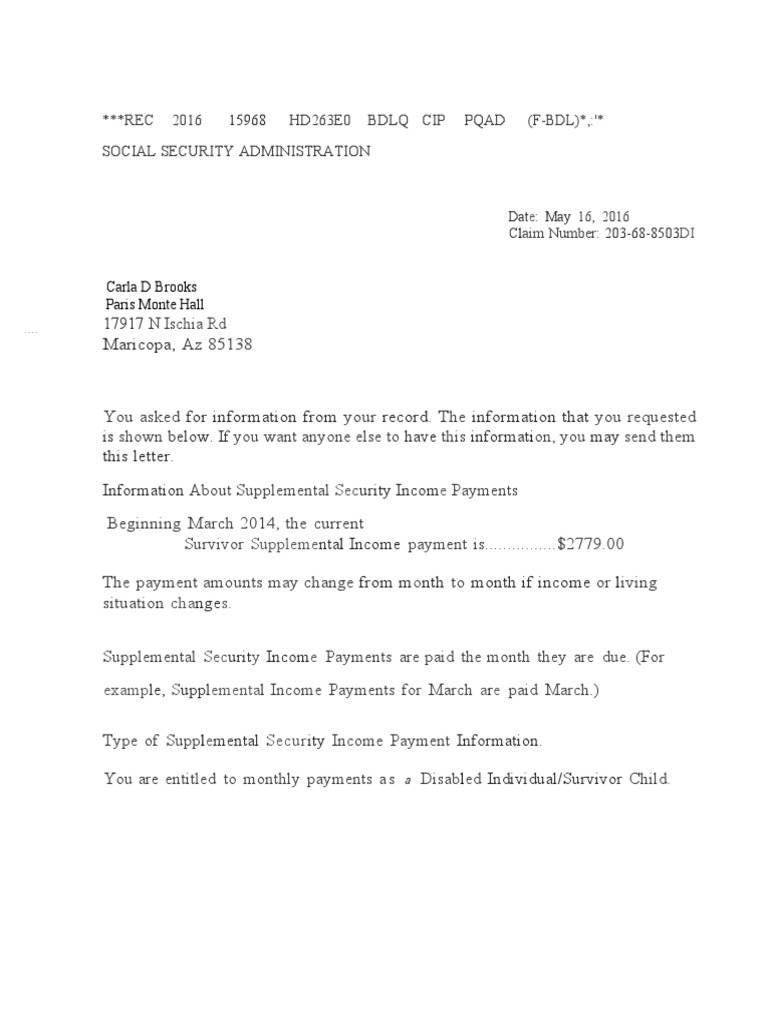 Maricopa,: REC 2016 HD263E0 BDLQ Cip Pqad (F-BDL) ,:' Social Security ...