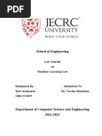 School of Engineering: Lab Manual On Machine Learning Lab