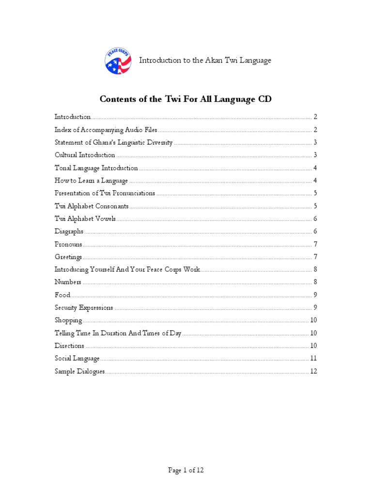 Intro to Akan Twi Language Lessons | PDF | Tone (Linguistics) | English ...