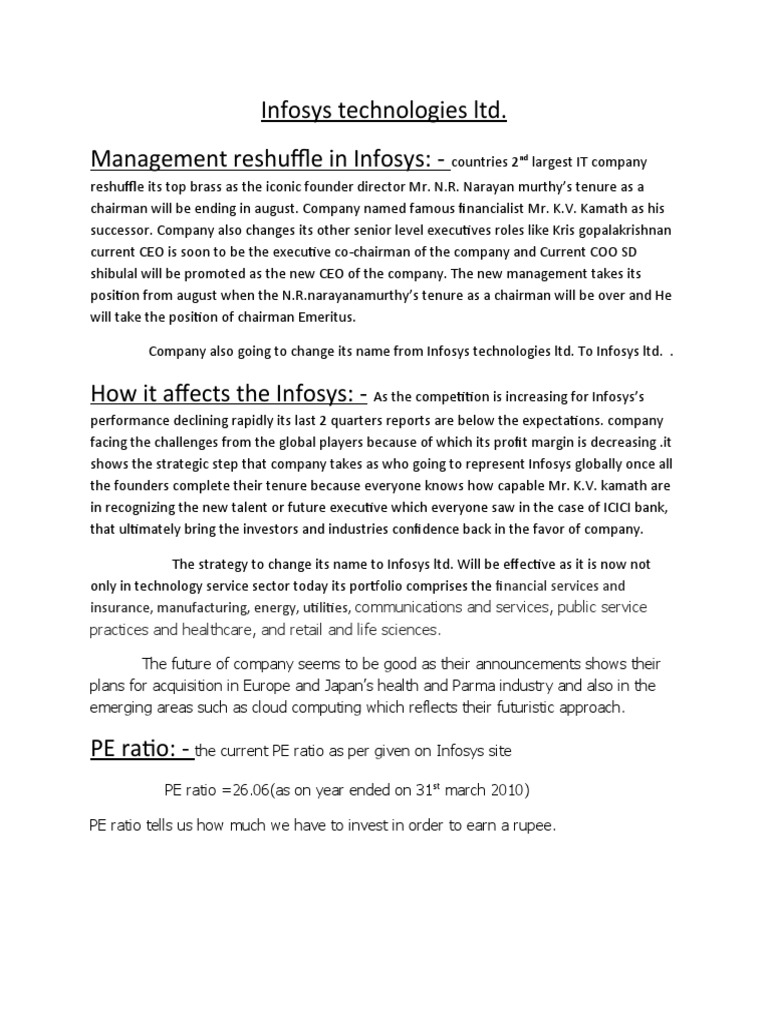 Infosys Management Reshuffle Overview | PDF | Business | Finance ...