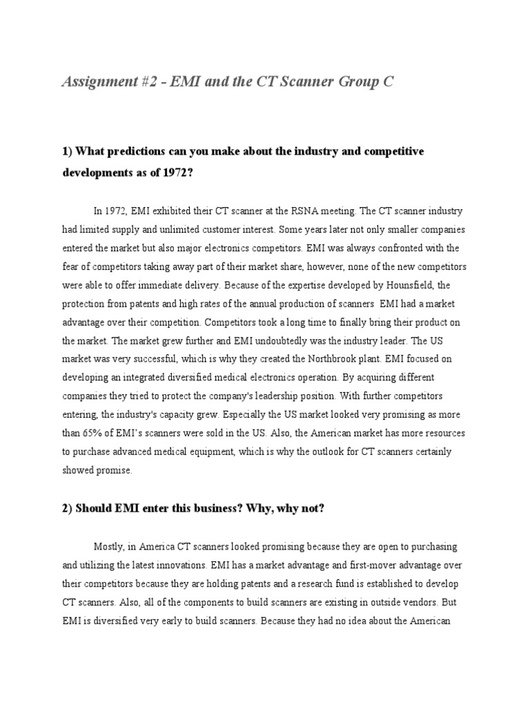 Assignment 2 EMI and The CT Scanner Group C PDF Emi Ct Scan