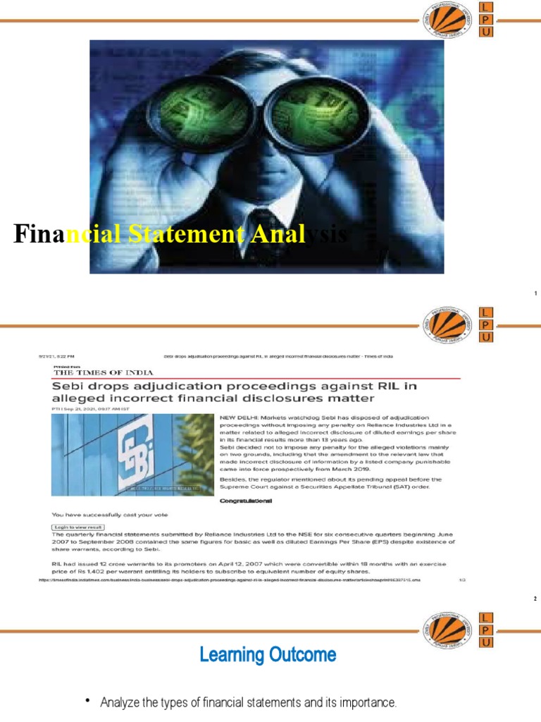 Financial Statement Analysis Techniques | PDF | Balance Sheet | Equity ...