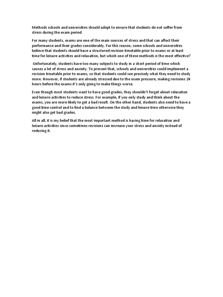 Reducing Student Exam Stress Strategies | PDF