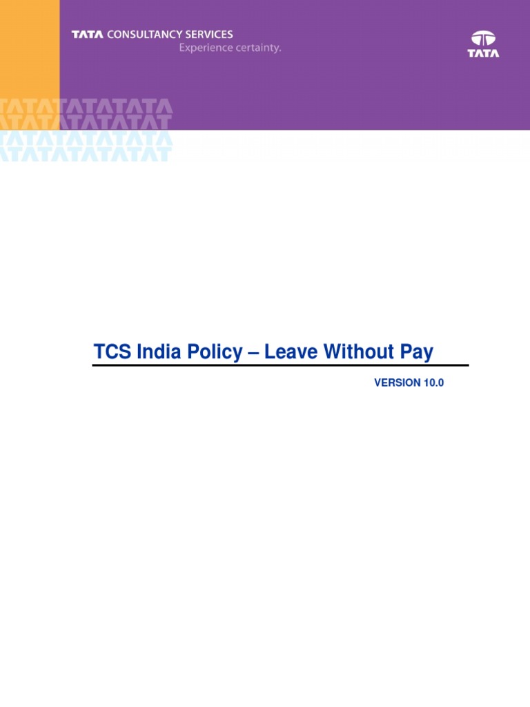 TCS India Policy Leave Without Pay PDF Insurance Employment