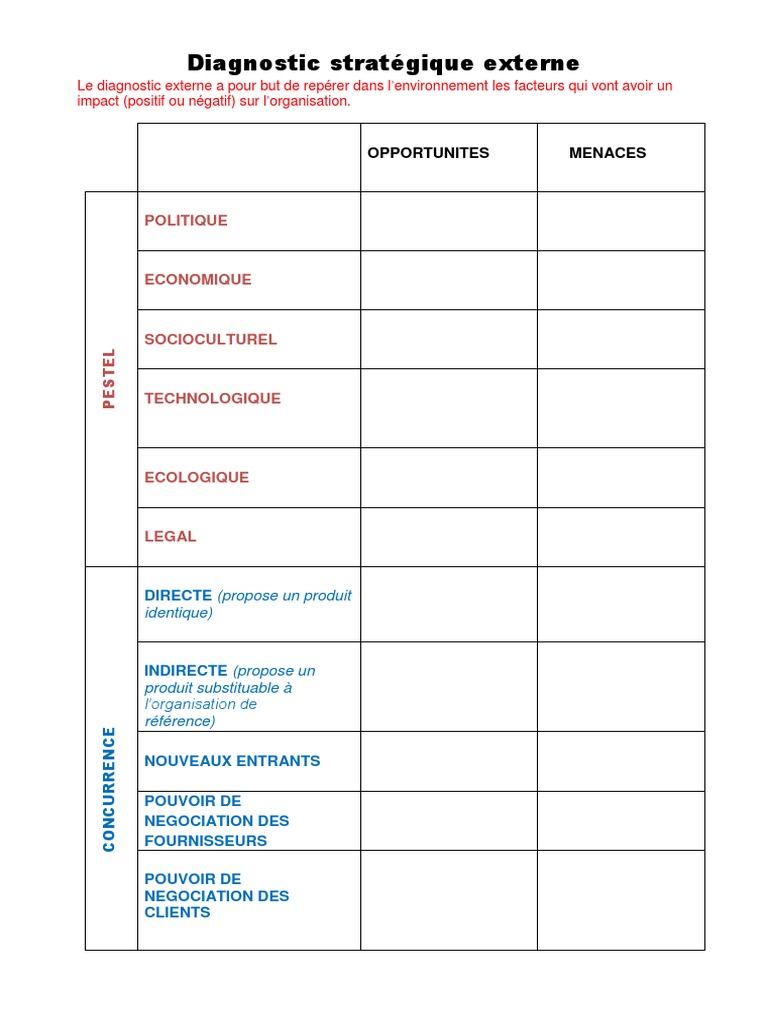 Tableau De Caracterisation Stmg Pdf Diagnostic Stratégique Externe (Tableau) | PDF