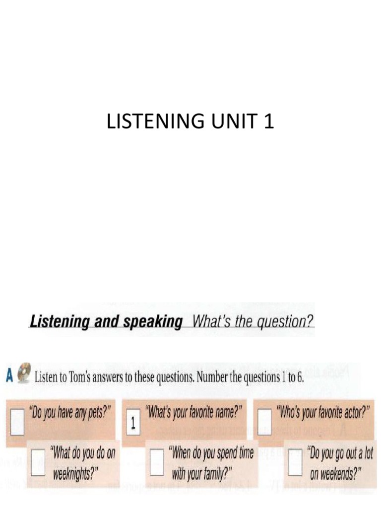 Listening Unit 1 Pdf