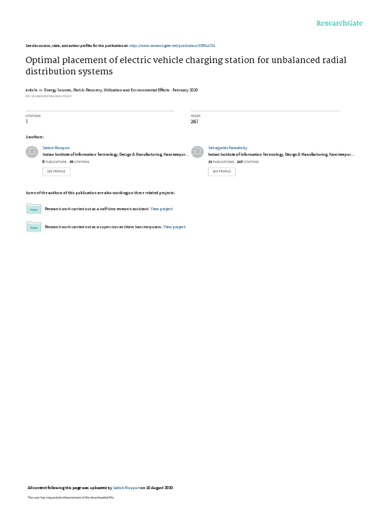 Optimal Placement of Electric Vehicle Charging Station For Unbalanced
