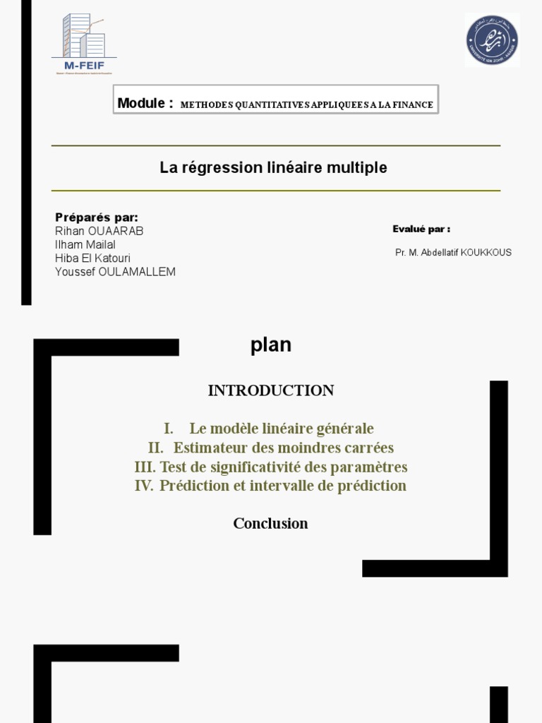 Regression Linéaire FINAL | PDF | Régression linéaire | Analyse de ...
