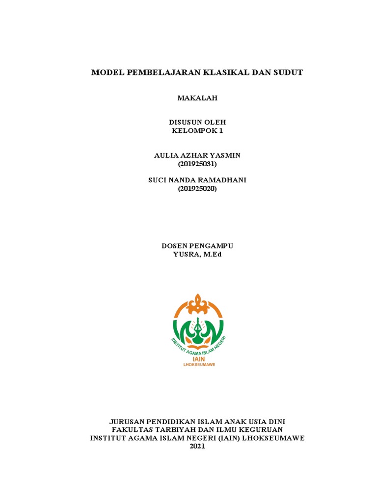 MODEL PEMBELAJARAN KLASIKAL Dan SUDUT | PDF