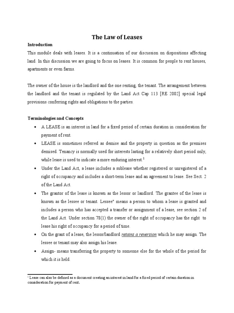 The Law of Leases | PDF | Lease | Leasehold Estate