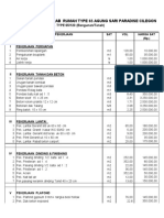 Boq Minimalis Rumah Tinggal Type - 65 Agungsari Paradise