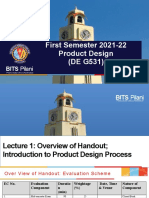 First Semester 2021-22 Product Design (DE G531) : BITS Pilani