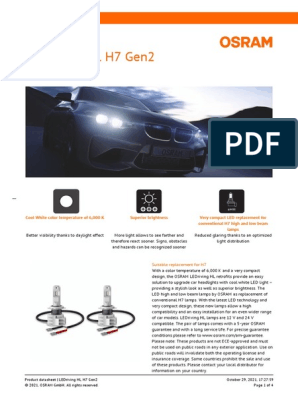 Osram COOL BLUE INTENSE (NEXT GEN) H7 Data Sheet