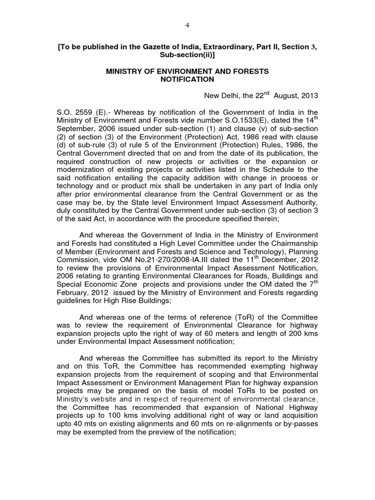 Amendment in EIA Notification 2006 | PDF | Environmental Impact ...