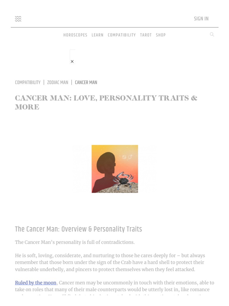 Cancer Man Love, Personality Traits & More PDF Love