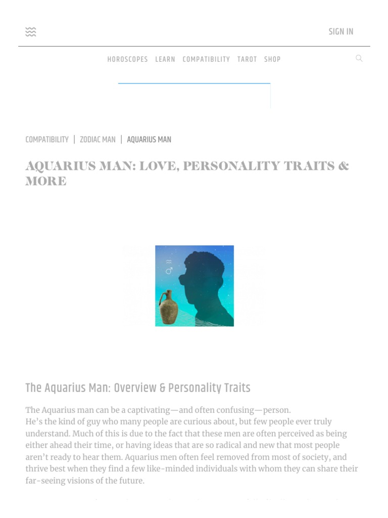 Aquarius Man Love, Personality Traits & More PDF Philosophy