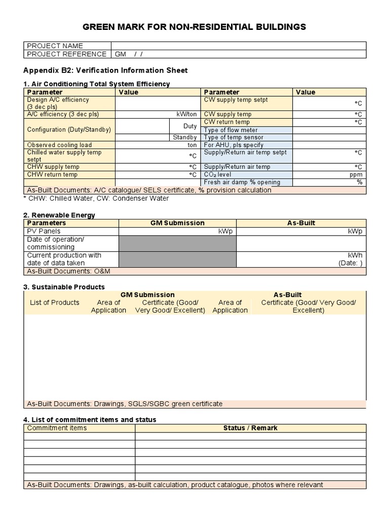 Green Mark For NonResidential Buildings Appendix B2 Verification