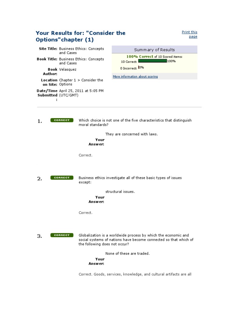 Your Results For: "Consider The Options"chapter | PDF