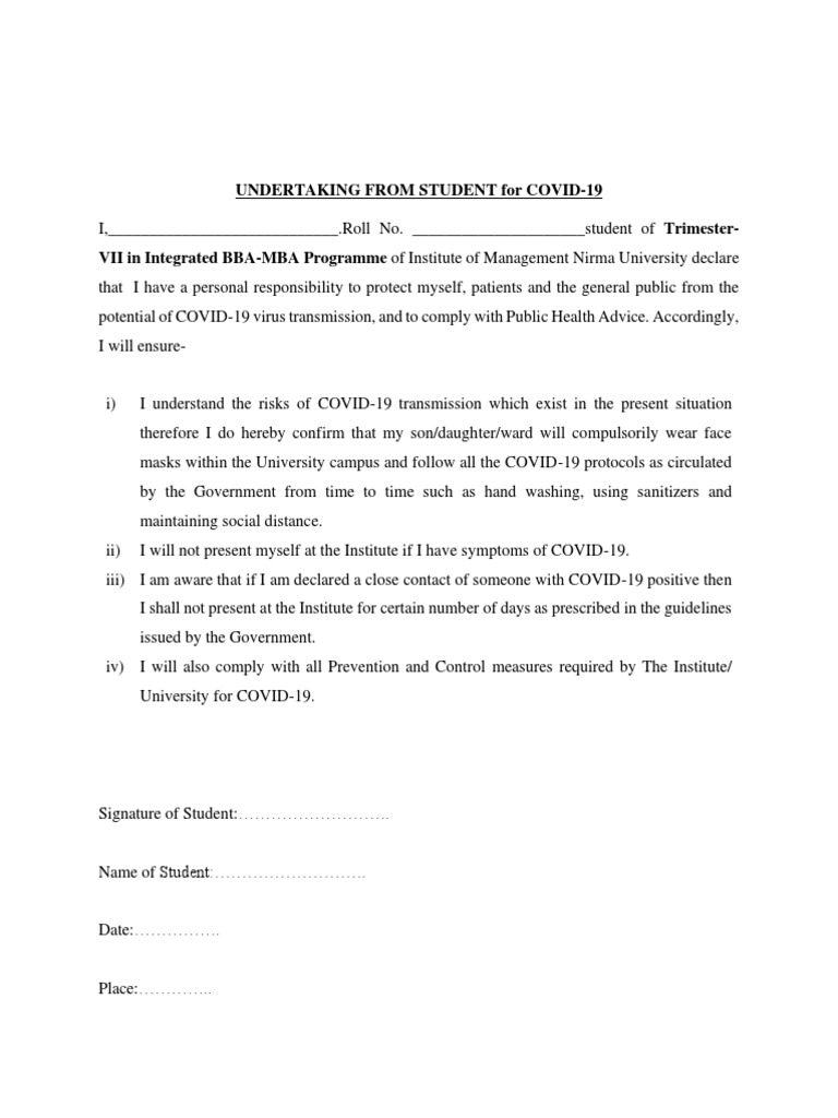 Undertaking From Students | PDF