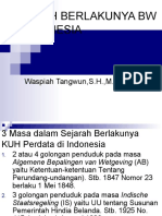 Sejarah Berlakunya BW Di Indonesia