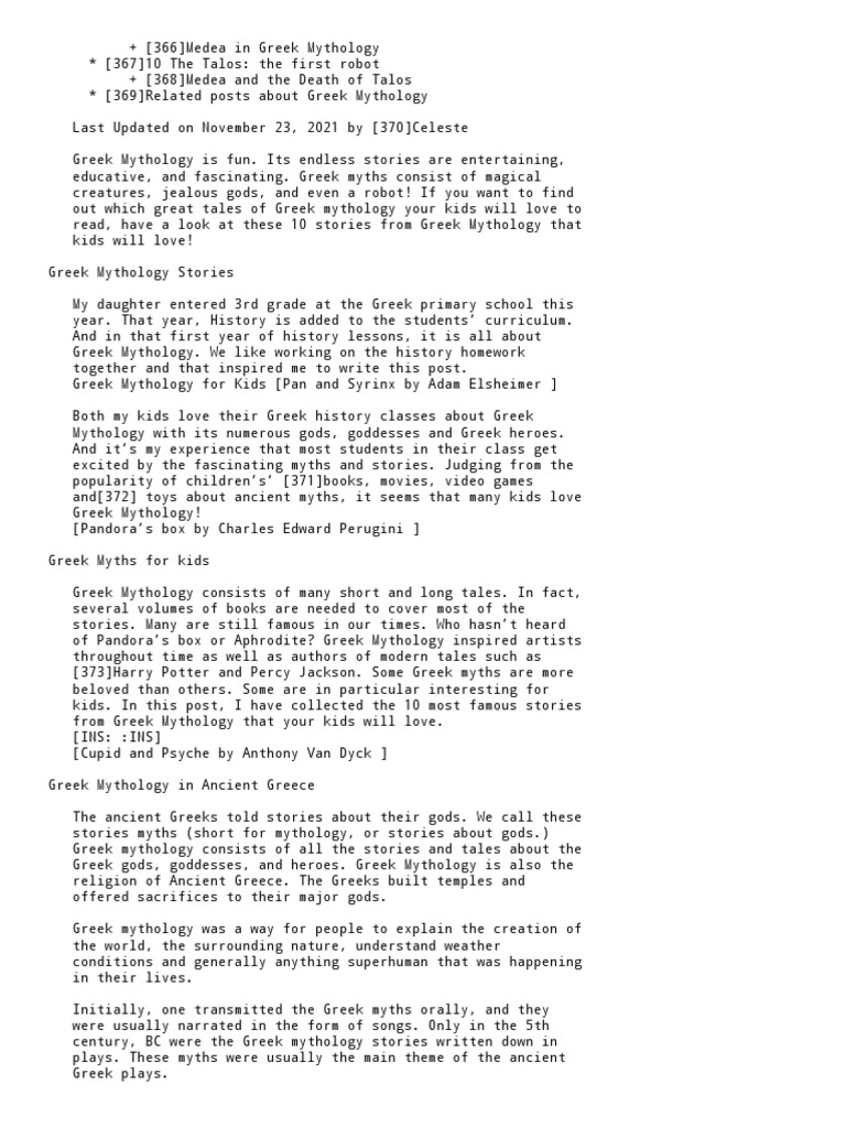 Top 10 Greek Myths for Kids | PDF | Minotaur | Theseus