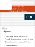 Lecture 9 10variables Sequence BooleanLogic Selection