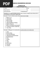 Sample of Lifting Plan Form