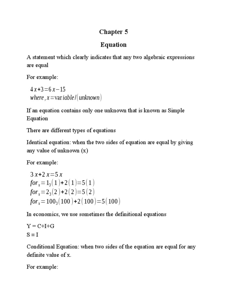 Understanding Simple and Linear Equations | PDF | Equations ...
