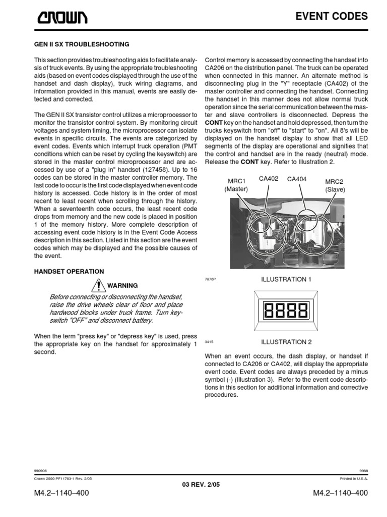 Crown SC4000 Event Code Troubleshooting | PDF | Electrical Connector ...