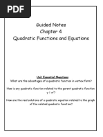 Chapter 4 Quadratic Functions and Equations Guided Notes